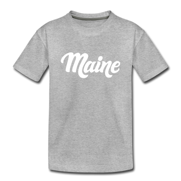 Maine Youth T-Shirt - Hand Lettered Youth Maine Tee - heather gray