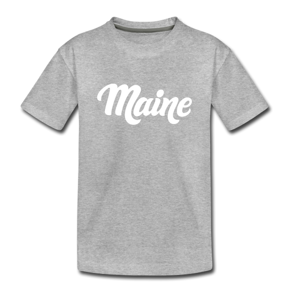 Maine Youth T-Shirt - Hand Lettered Youth Maine Tee - heather gray