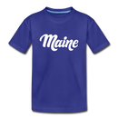 Maine Youth T-Shirt - Hand Lettered Youth Maine Tee - royal blue