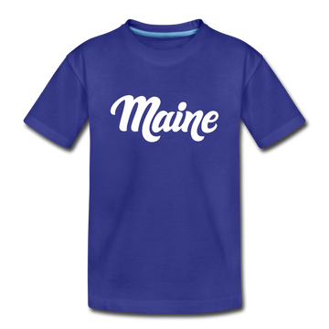 Maine Youth T-Shirt - Hand Lettered Youth Maine Tee - royal blue