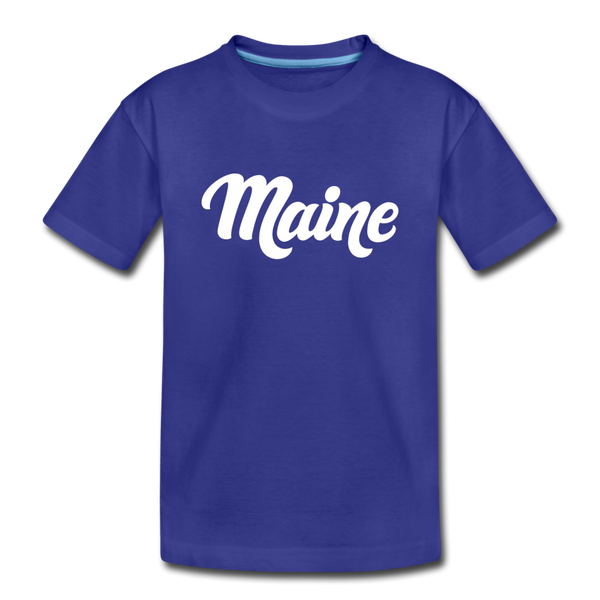 Maine Youth T-Shirt - Hand Lettered Youth Maine Tee - royal blue