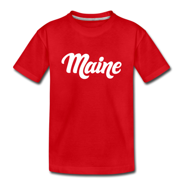 Maine Youth T-Shirt - Hand Lettered Youth Maine Tee - red