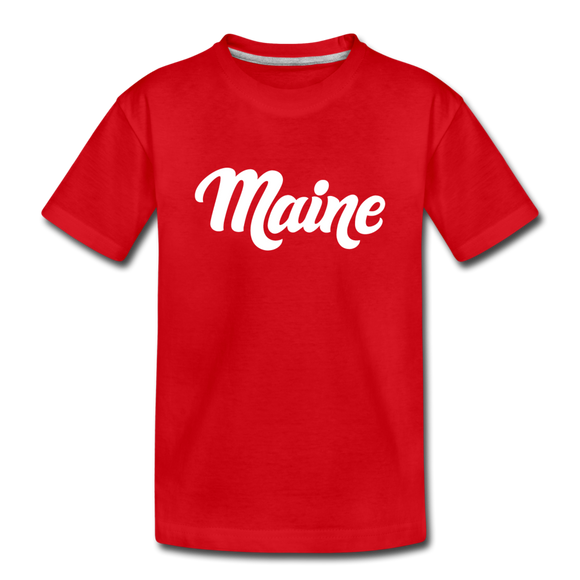 Maine Youth T-Shirt - Hand Lettered Youth Maine Tee - red