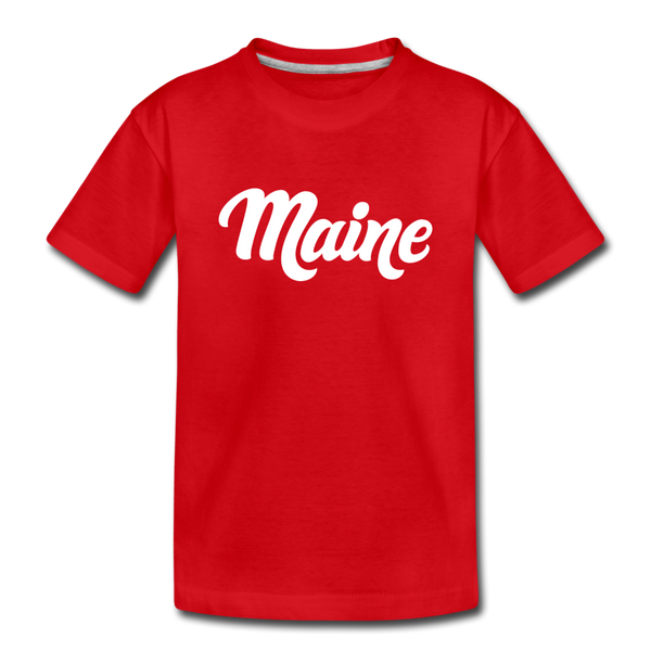 Maine Youth T-Shirt - Hand Lettered Youth Maine Tee - red