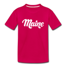 Maine Youth T-Shirt - Hand Lettered Youth Maine Tee - dark pink