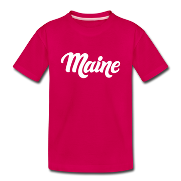 Maine Youth T-Shirt - Hand Lettered Youth Maine Tee - dark pink