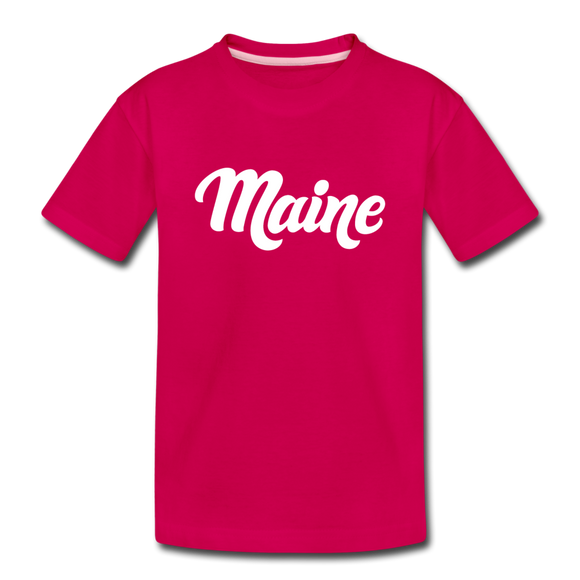 Maine Youth T-Shirt - Hand Lettered Youth Maine Tee - dark pink
