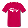 Maine Youth T-Shirt - Hand Lettered Youth Maine Tee - dark pink
