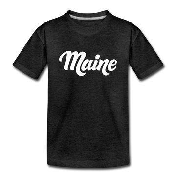 Maine Youth T-Shirt - Hand Lettered Youth Maine Tee - charcoal gray