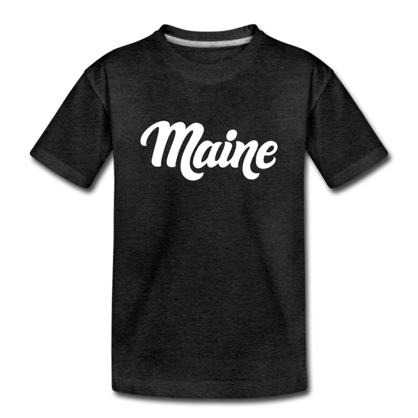 Maine Youth T-Shirt - Hand Lettered Youth Maine Tee - charcoal gray