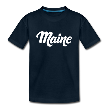 Maine Youth T-Shirt - Hand Lettered Youth Maine Tee - deep navy