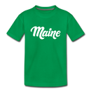 Maine Youth T-Shirt - Hand Lettered Youth Maine Tee - kelly green