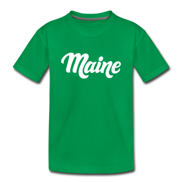 Maine Youth T-Shirt - Hand Lettered Youth Maine Tee - kelly green