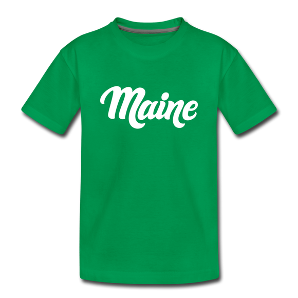 Maine Youth T-Shirt - Hand Lettered Youth Maine Tee - kelly green