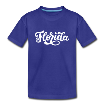 Florida Youth T-Shirt - Hand Lettered Youth Florida Tee - royal blue