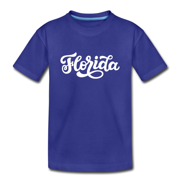 Florida Youth T-Shirt - Hand Lettered Youth Florida Tee - royal blue