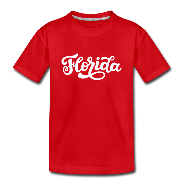 Florida Youth T-Shirt - Hand Lettered Youth Florida Tee - red