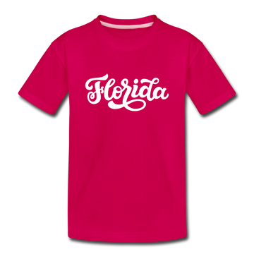 Florida Youth T-Shirt - Hand Lettered Youth Florida Tee - dark pink