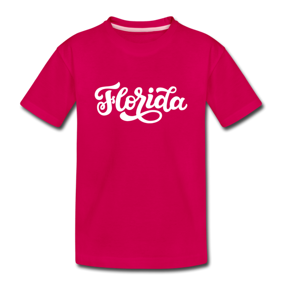 Florida Youth T-Shirt - Hand Lettered Youth Florida Tee - dark pink