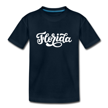 Florida Youth T-Shirt - Hand Lettered Youth Florida Tee - deep navy