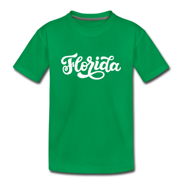 Florida Youth T-Shirt - Hand Lettered Youth Florida Tee - kelly green