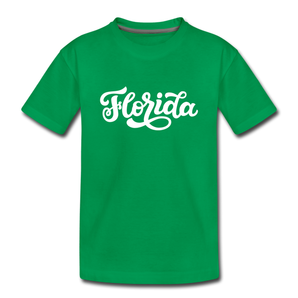 Florida Youth T-Shirt - Hand Lettered Youth Florida Tee - kelly green