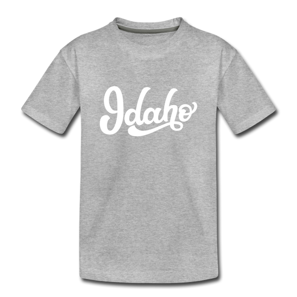 Idaho Youth T-Shirt - Hand Lettered Youth Idaho Tee - heather gray
