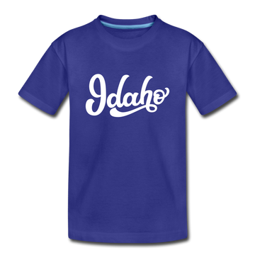 Idaho Youth T-Shirt - Hand Lettered Youth Idaho Tee - royal blue