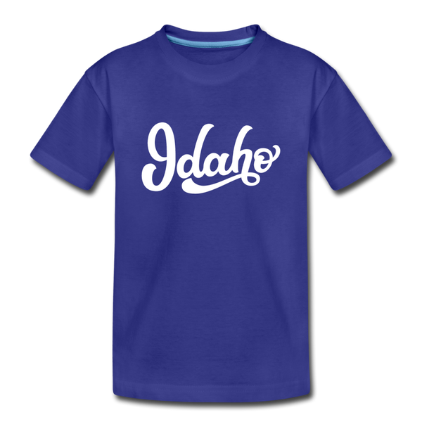 Idaho Youth T-Shirt - Hand Lettered Youth Idaho Tee - royal blue