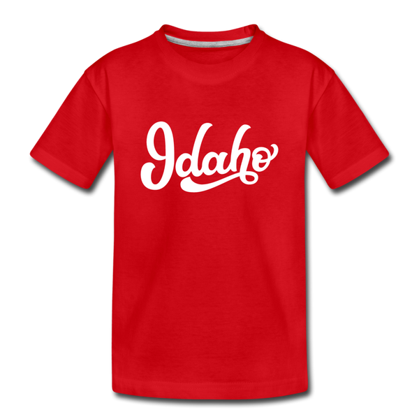 Idaho Youth T-Shirt - Hand Lettered Youth Idaho Tee - red
