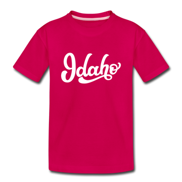 Idaho Youth T-Shirt - Hand Lettered Youth Idaho Tee - dark pink