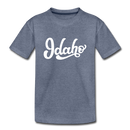 Idaho Youth T-Shirt - Hand Lettered Youth Idaho Tee - heather blue