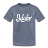 Idaho Youth T-Shirt - Hand Lettered Youth Idaho Tee - heather blue