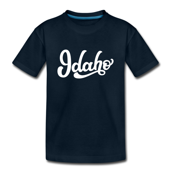 Idaho Youth T-Shirt - Hand Lettered Youth Idaho Tee - deep navy