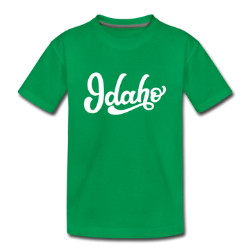 Idaho Youth T-Shirt - Hand Lettered Youth Idaho Tee - kelly green