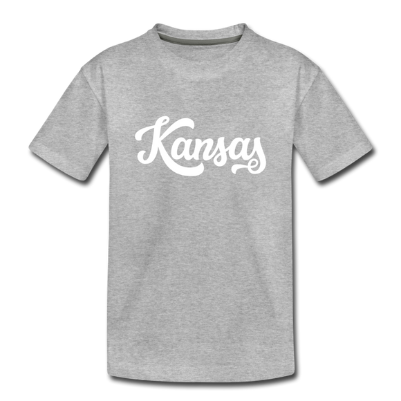 Kansas Youth T-Shirt - Hand Lettered Youth Kansas Tee - heather gray