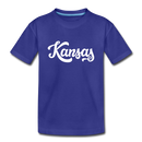 Kansas Youth T-Shirt - Hand Lettered Youth Kansas Tee - royal blue