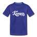Kansas Youth T-Shirt - Hand Lettered Youth Kansas Tee - royal blue