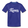 Kansas Youth T-Shirt - Hand Lettered Youth Kansas Tee - royal blue