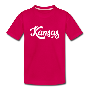 Kansas Youth T-Shirt - Hand Lettered Youth Kansas Tee - dark pink