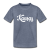 Kansas Youth T-Shirt - Hand Lettered Youth Kansas Tee - heather blue