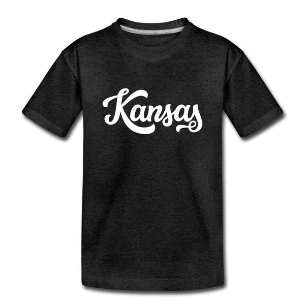 Kansas Youth T-Shirt - Hand Lettered Youth Kansas Tee - charcoal gray