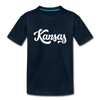 Kansas Youth T-Shirt - Hand Lettered Youth Kansas Tee - deep navy