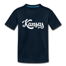 Kansas Youth T-Shirt - Hand Lettered Youth Kansas Tee - deep navy