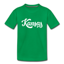 Kansas Youth T-Shirt - Hand Lettered Youth Kansas Tee - kelly green