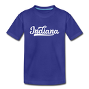 Indiana Youth T-Shirt - Hand Lettered Youth Indiana Tee - royal blue