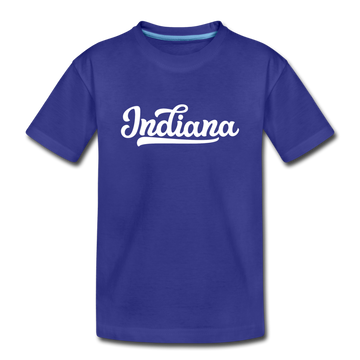 Indiana Youth T-Shirt - Hand Lettered Youth Indiana Tee - royal blue