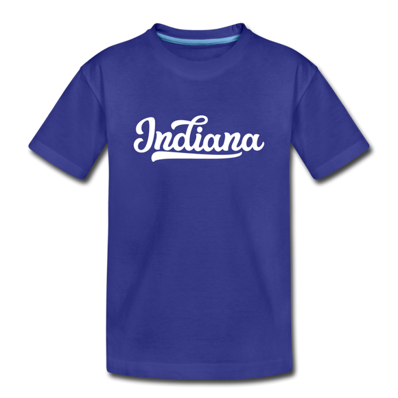Indiana Youth T-Shirt - Hand Lettered Youth Indiana Tee - royal blue