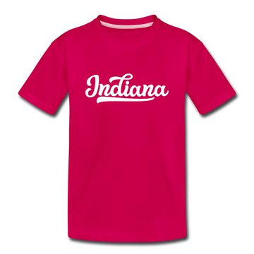 Indiana Youth T-Shirt - Hand Lettered Youth Indiana Tee - dark pink