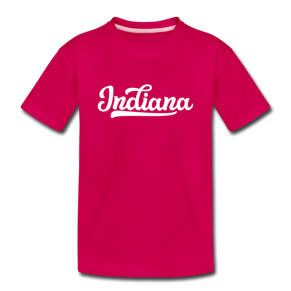 Indiana Youth T-Shirt - Hand Lettered Youth Indiana Tee - dark pink